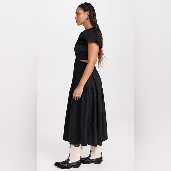 NWT MINKPINK ALLEGRA CUTOUT MIDI DRESS FLUTTER SLEEVES IN BLACK SIZE XXL - Picture 8 of 16